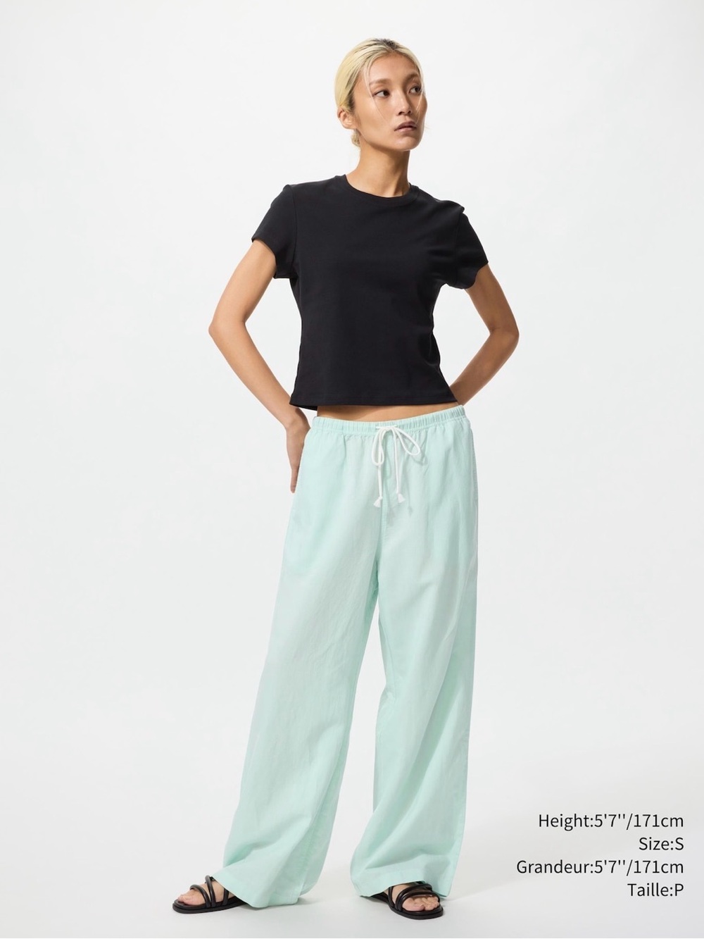 Uniqlo Wide-Leg Drawstring Pants in Mint Green